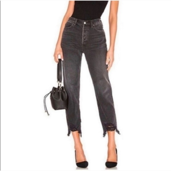 We The Free Denim - We the Free Chewed Up Mid Rise Straight Jeans Woman’s 27 Black Denim Free People